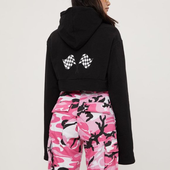 DANIELLE GUIZIO RACER OVERSIZED CROP HOODIE - S - Picture 4 of 6